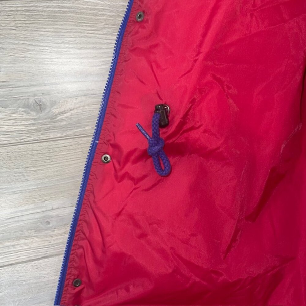 Vintage Lands End Goose Down XL Puffer Ski Jacket Red Blue Retro Y2K Winter Coat - Picture 5 of 8